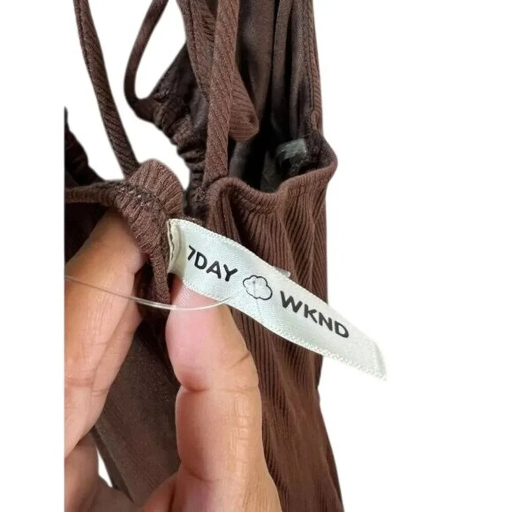 7Day Wknd Lace‎ Up Midi Dress Knit Strappy Small